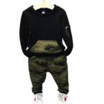 Googogaaga Boy's Cotton Full Sleeves Army Style Sweatshirt with Pant Clothing Set (6-7 Years)