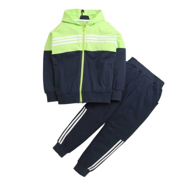 Hopscotch Boys Stripe Print JacketPant Set In Multi Color for Ages 6-7 Years