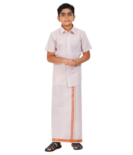 Boys Traditional Dhoti Kurta Set – Ethnic Wear Dress for Kids – Festive & Wedding Outfit – Cotton Blend Indian Cultural Wear for Children (COPPER, 3-4 Years, Age 1-15 Years Available)