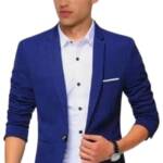 Men's Slim Fit Casual Blazer, Royal Blue, Single Breasted, Business Formal (in, Numeric, 38, Dark Blue)