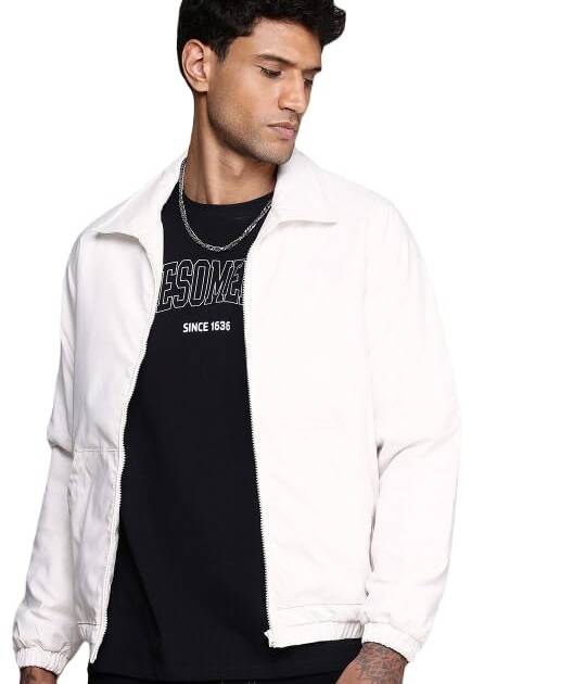 NEW-18 White Casual Jacket,White Jacket,Men Winter Jacket,Stylish Jacket,Light Weight Jacket,Full Sleeve Polyster Bomber Jacket,Jacket For Men,jacket03.