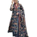 Nermosa Women Printed A-Line Kurta and Pant Set with Dupatta (in, Alpha, S, Blue)