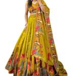 Women's Collection Dolla Silk Lehenga Choli Print with Foil Work With Unstitched Blouse (YELLOW)