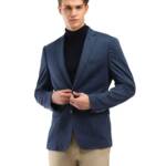 Arrow Men's Solid Full Sleeve Slim Fit Notch Collar Polyester Formal Blazer Navy