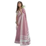 MADHUHANSH Women's Lucknowi Chikankari Linen Cotton Woven Sarees For Women With Blouse Piece - Ethnic Wear For Special Occasions Party Traditional And Casual Wear