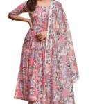 KLOSIA Women Floral Printed Kurta and Pant Set with Dupatta (XX-Large) Pink