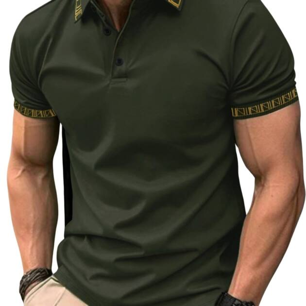 GRECIILOOKS Solid Regular Fit Polo Casual for Men Stylish Latest | Half Sleeve T Shirt (GL-MT-1129_Green S)