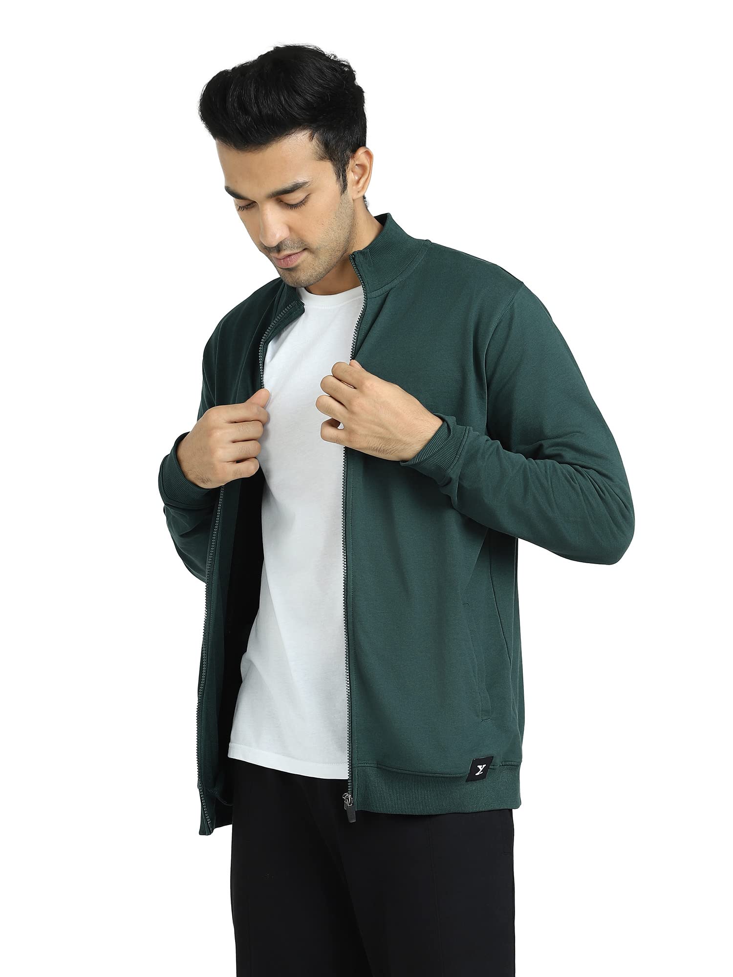 XYXX Cruze French Terry Cotton Zip-Up Jacket (S; Forest Green)