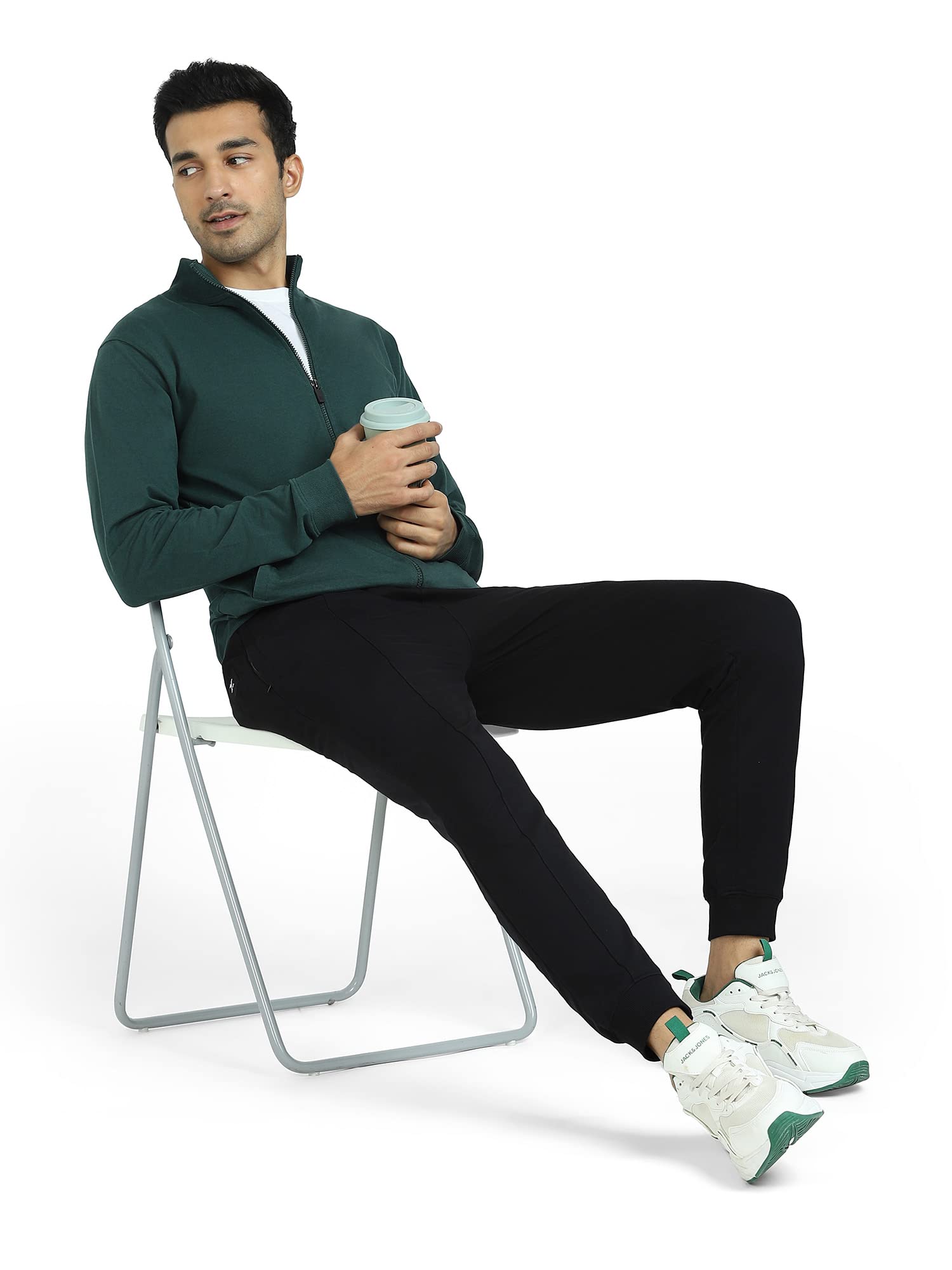 XYXX Cruze French Terry Cotton Zip-Up Jacket (S; Forest Green) - Image 4