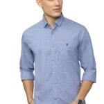 Louis Philippe Men's Cotton Slim Fit Shirt (LYSFCSLBV39256_Blue 42)