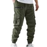 Lymio Men Mid Rise Cargo Pants Cotton Green XL