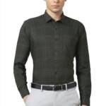 Van Heusen Men's Checkered Slim Fit Shirt (VHSFVSLBB52370_Olive