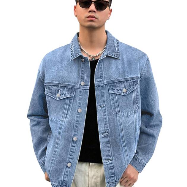 Urbano Fashion Men's Light Blue Regular Fit Washed Full Sleeve Denim Jacket (jakt-denimball-lblue-xl)