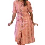 GoSriKi Women's Rayon Viscose A-Line Printed Kurta with Pant (PISASU PEACH-GS_L_Peach_Large)