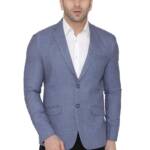 WINTAGE Men's Regular Fit Tweed Wool Casual and Festive Casual Blazer Coat Jacket: Sky Blue, Medium