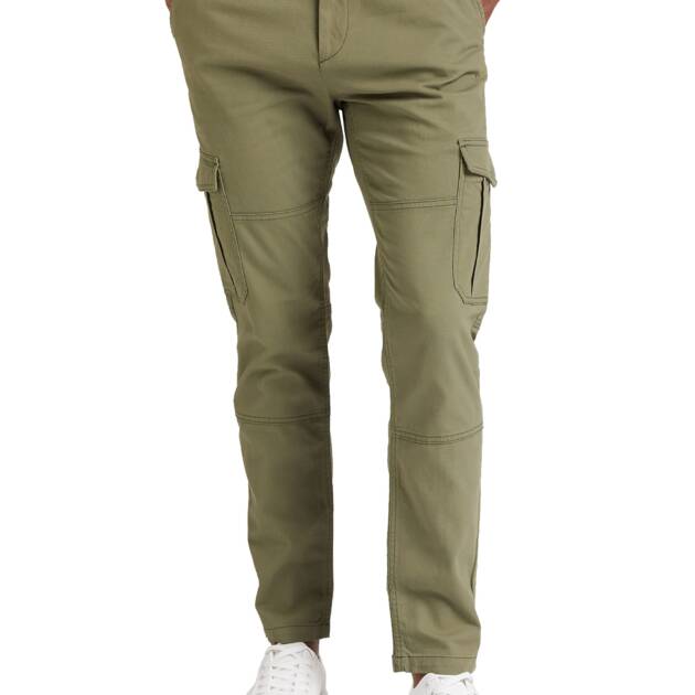 Amazon Brand - Symbol Men's Stretchable Mid Rise Cargo Pants|Chinos|Casual Trousers (Slim Fit) (Light Olive_40)