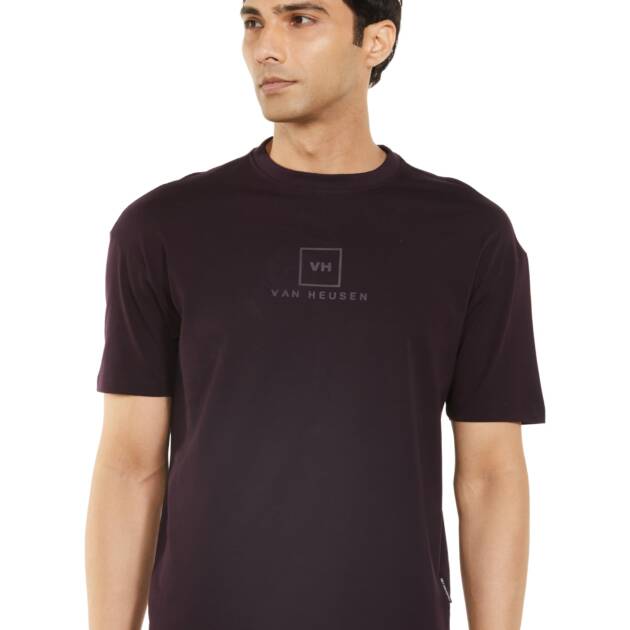 Van Heusen Men's Modern Fit T-Shirt (VDKCEDSFB53350_Wine