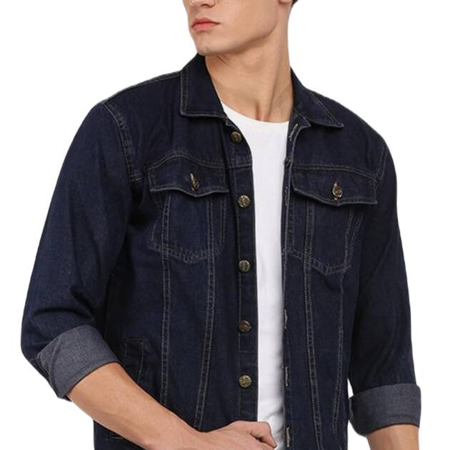 VOGATI Men's Denim Jacket kjt222vogb-xl_Dark Blue_XL