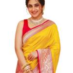 SIRIL Women's Kanjivaram Soft Silk Saree Pure Silk With Unstitched Blouse Piece (4181S111_Yellow & Red)