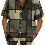 Lymio Men's Cotton Regular Fit Shirt (Geomatric-Green-L_Geeen)