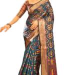 SWORNOF Women's Kanjivaram Banarasi Silk Saree For Patola Festival Wedding Silk With Rich Pallu Design Sarees For Women With Blouse Piece, Grey