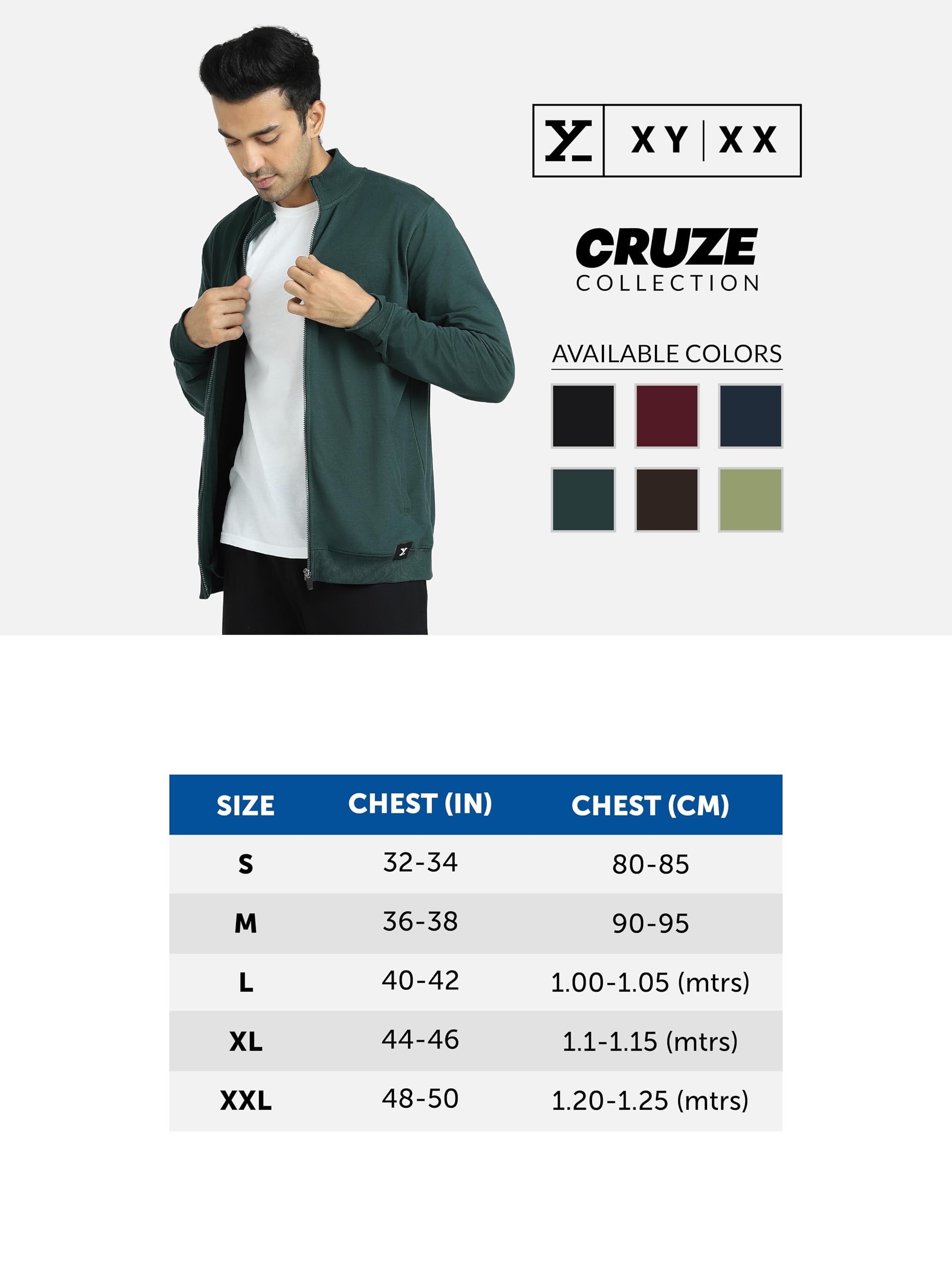 XYXX Cruze French Terry Cotton Zip-Up Jacket (S; Forest Green) - Image 6