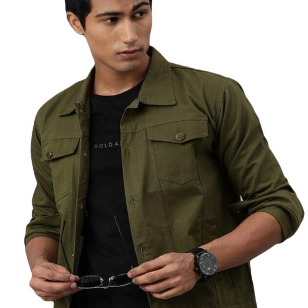 VOGATI Men's Denim Jacket kjt210vogf-m_Olive_M