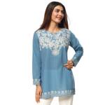 BIBA Women's Polyester Regular Kurtas (CRPKT21674SS25BLU_Blue