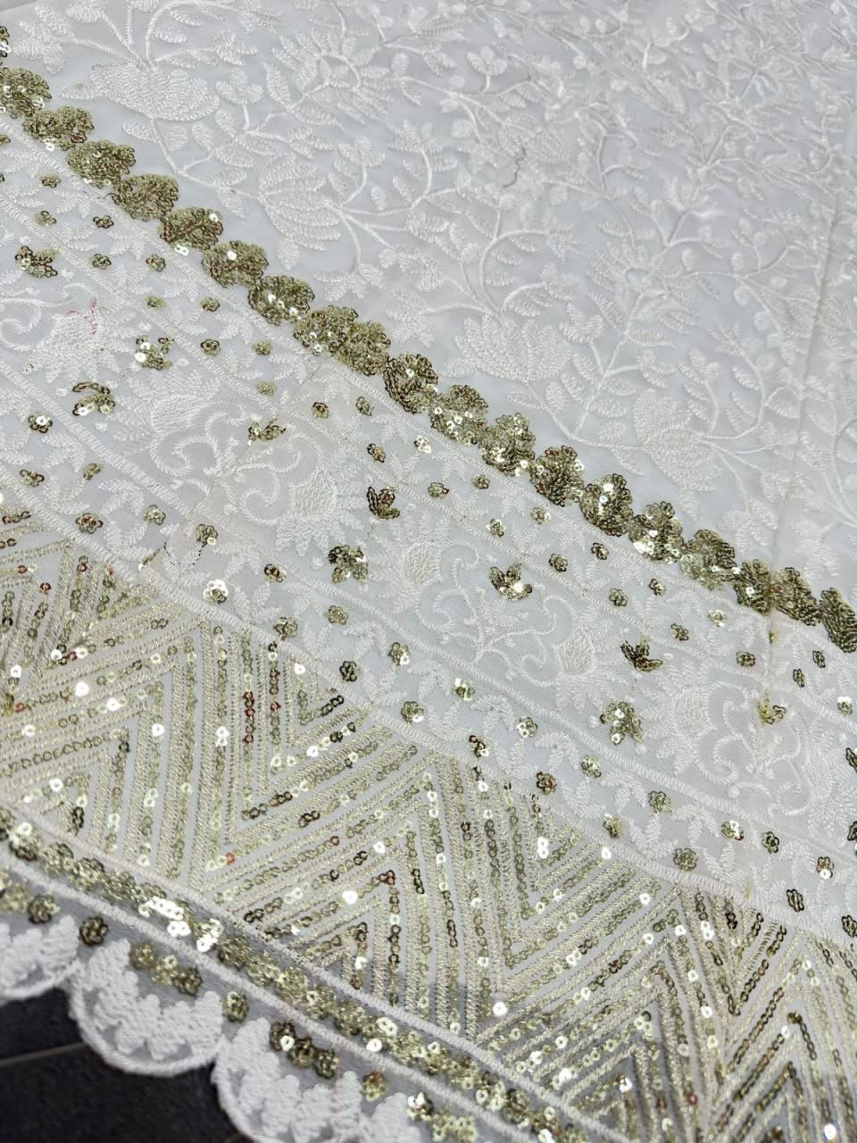 TRENDMALLS Women's Georgette Embroidery Bridal Lehenga Choli With Dupatta (L66-White, Semi stitched) - Image 9