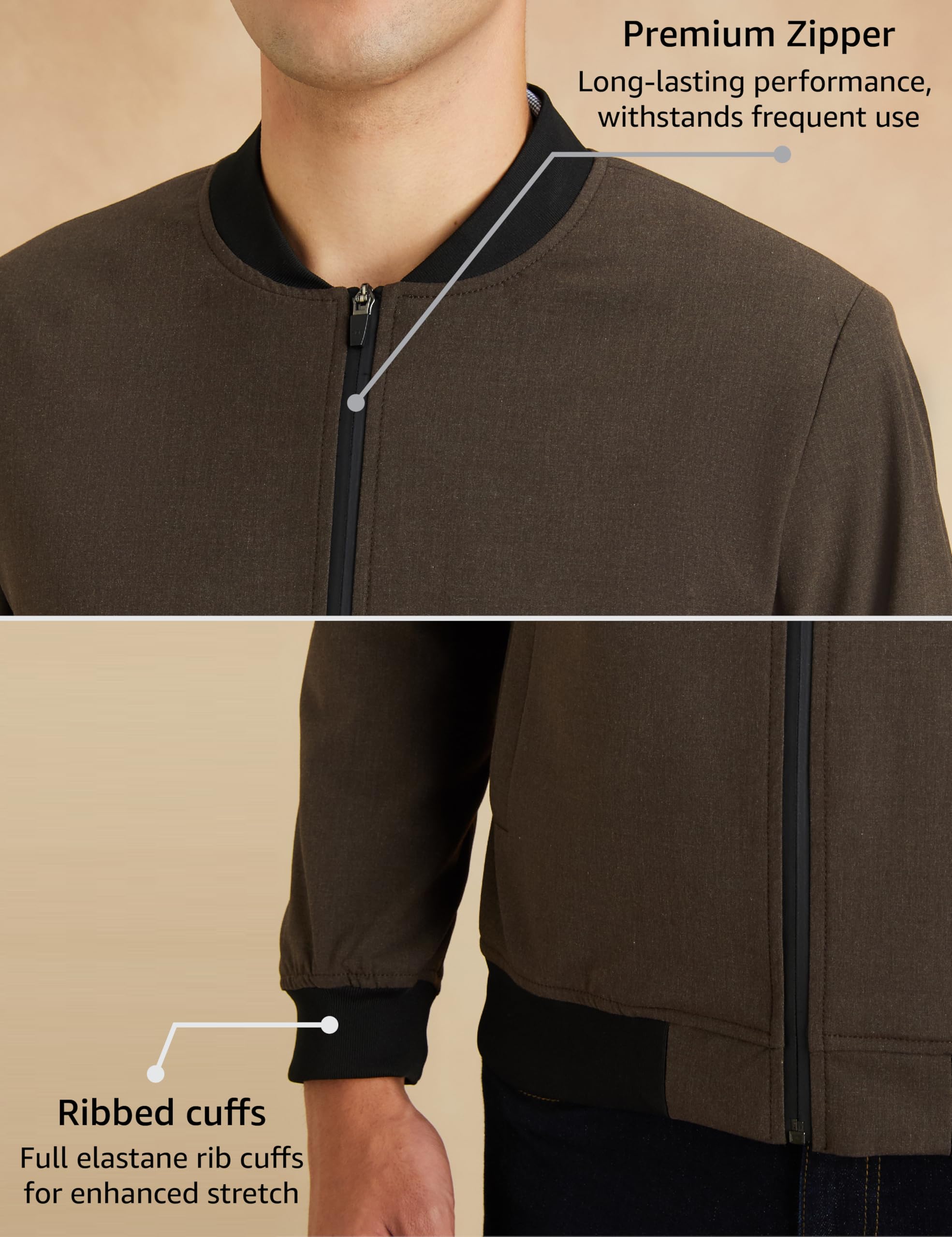 Symbol Premium Mens Smart Casual Fully Lined Mild Polyester Blend Standard Length Winter Jacket (Regular Fit) (SP-M-S24-JK-100_Brown_XL) - Image 4