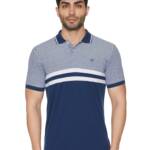 Allen Solly Men's Striped Regular Fit T-Shirt (ASKPQRGF701228_Navy