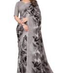 Yashika Women's Trendy Printed Georgette Grey Color Saree with Blouse Material(AZ-YS-P1-SANIYA GREY)