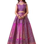 PURVAJA Women's Jacquard Semi-Stitched Lehenga choli (Lihaaz-Wine_Wine_Free Size)