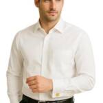 Men’s White Solid Oxford Cotton Shirt | French Cuff Formal Shirt for Cufflinks | Slim Fit Office (in, Numeric, 46, White)
