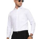 Men?s Solid White Formal Shirt | Full Sleeves, Regular Fit | Poly-Cotton Blend Office Shirt for Business