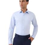 Raymond Men Slim Fit Structure Pattern Pure Cotton Semicutaway Collar Full Sleeve Formal Shirt (Size:44)-RMSY13721-B4 Blue