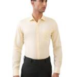 Park Avenue Men Slim Fit Structure Pattern Pure Cotton Semicutaway Collar Full Sleeve Formal Shirt (Size:42)-PMSX17517-Y2 Yellow