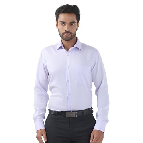 Raymond Men Contemporary Fit Solid Pattern Pure Cotton Semi Cutaway Collar Full Sleeve Formal Shirt (Size: 42) RMSV12994-V4 Medium Violet