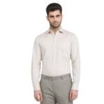 Raymond Men Regular Fit Structure Pattern Pure Cotton Semi Cutaway Collar Full Sleeve Formal Shirt (Size: 40)-RISZ00606-F5 Medium Fawn