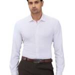 Park Avenue Men Slim Fit Print Pattern Nylon Spandex Blend Narrow Collar Full Sleeve Formal Shirt (Size: 42)-PMSX18458-R2 Light Red