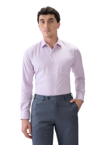 Park Avenue Men Slim Fit Checks Pattern Pure Cotton Ainsley Collar Full Sleeve Formal Shirt (Size: 38)-PMSX18872-V4 Medium Violet