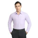 Raymond Men Contemporary Fit Fil-A-Fil Pattern Pure Cotton Semicutaway Collar Full Sleeve Formal Shirt (Size: 46)-RMSV13375-V4 Medium Violet
