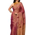 Very Much Indian Parampara Exclusive Pure Tissue Silk Saree in Copper Red