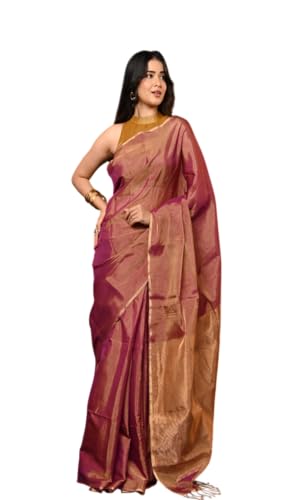 Very Much Indian Parampara Exclusive Pure Tissue Silk Saree in Copper Red
