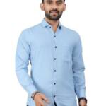 Men?s Solid Formal Shirt | Full Sleeves, Regular Fit | Soft Poly-Cotton Blend for Office LightBlue