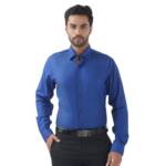 Raymond Men Slim Fit Structure Pattern Pure Cotton Semi Cutaway Collar Full Sleeve Formal Shirt (Size: 40)-RMSX13141-B7 Dark Blue
