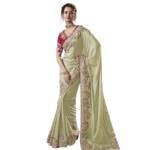 Suha Women Pure Georgette Saree | Women's Traditional Ethnic Wear Saree With Attach Unstitch Blouse Piece | Occasion and Parties Wear Sarees for Womens-Green(SA2698)