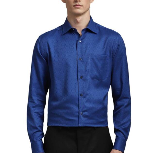 Louis Philippe Men's Classic Fit Shirt (LPSFMCLFM10486_Blue