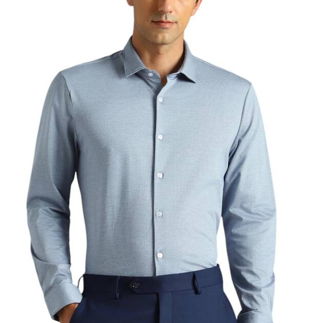 Louis Philippe Men's Slim Fit Shirt (LPSFMSLPE87070_Light Blue