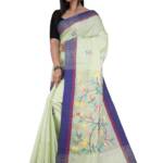 Ruprekha Fashion Women's Mint Green Colour Pure Matka Silk Jamdani Work Handloom Saree from Bengal